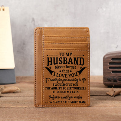 Engraved Leather Wallet Card Holder Gift For Son Husband Grandson Boyfriend