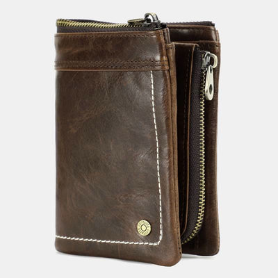 RFID Blocking AirTag Wallet Genuine Leather Triflod Wallet