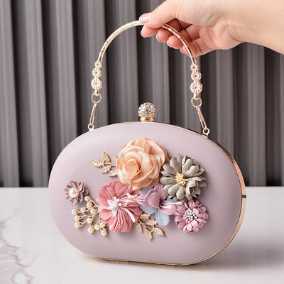 Flowers Clutch Purses for Women Evening Wedding Formal Clasp Handbag