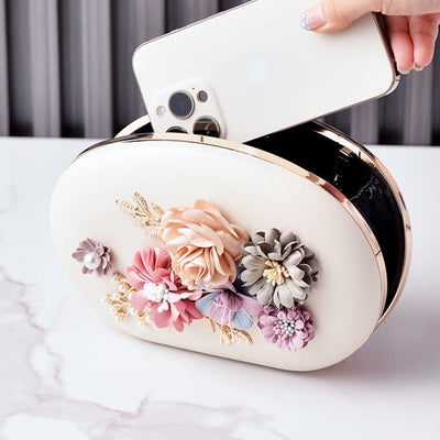 Flowers Clutch Purses for Women Evening Wedding Formal Clasp Handbag