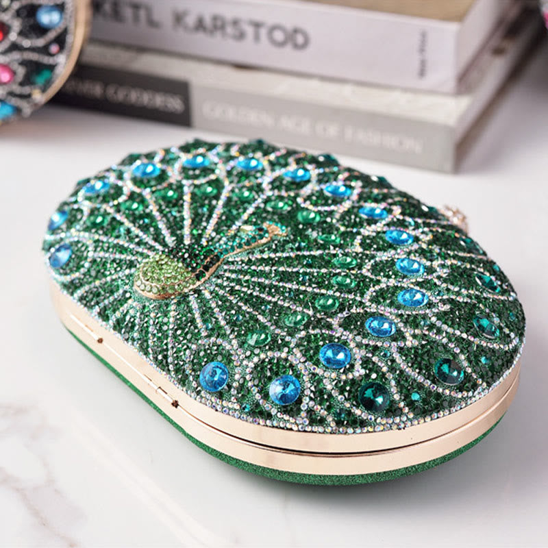 Luxury Peacock Rhinestone Clutch Purses Evening Bag Wedding Formal Handbag