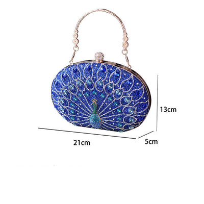 Luxury Peacock Rhinestone Clutch Purses Evening Bag Wedding Formal Handbag