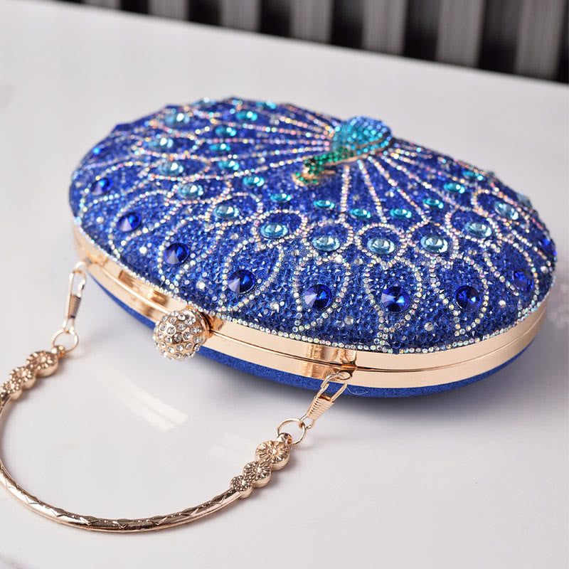 Luxury Peacock Rhinestone Clutch Purses Evening Bag Wedding Formal Handbag