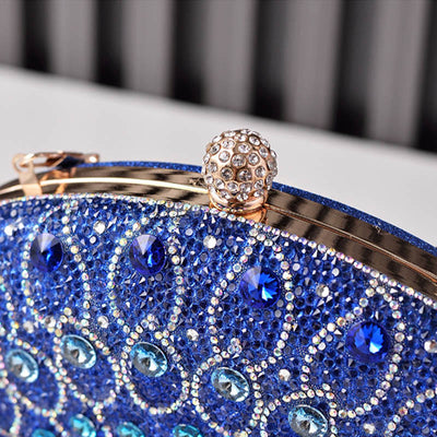 Luxury Peacock Rhinestone Clutch Purses Evening Bag Wedding Formal Handbag