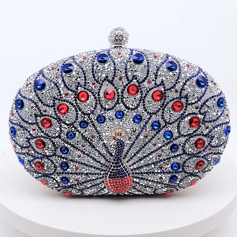 Luxury Peacock Rhinestone Clutch Purses Evening Bag Wedding Formal Handbag