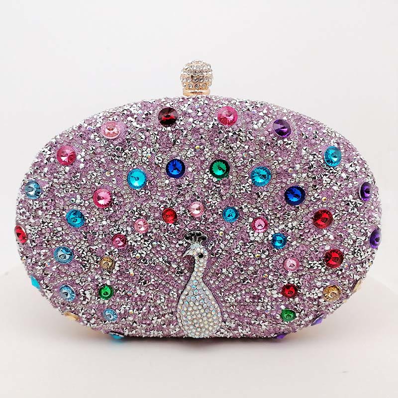 Luxury Peacock Rhinestone Clutch Purses Evening Bag Wedding Formal Handbag