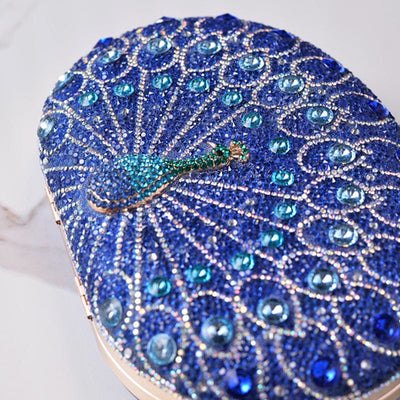 Luxury Peacock Rhinestone Clutch Purses Evening Bag Wedding Formal Handbag