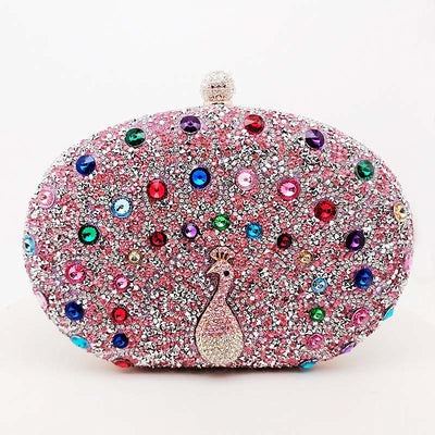 Luxury Peacock Rhinestone Clutch Purses Evening Bag Wedding Formal Handbag