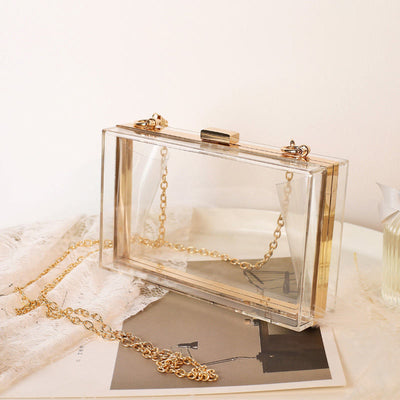 Clear Rectangle Acrylic Clutch Purse Party Shoulder Bag Evening Bag