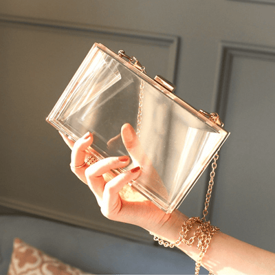 Clear Rectangle Acrylic Clutch Purse Party Shoulder Bag Evening Bag