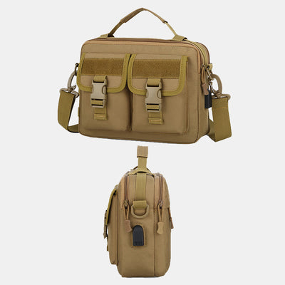 Multi-Pocket Tactical Outdoor Messenger Bag with USB Charging Port