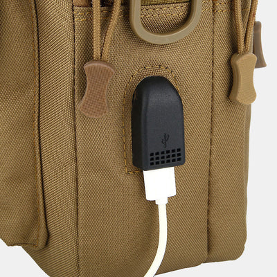 Multi-Pocket Tactical Outdoor Messenger Bag with USB Charging Port