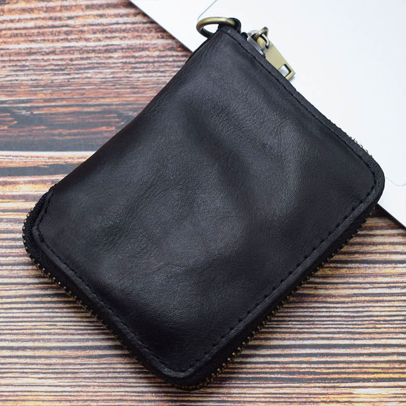 Retro Genuine Leather Zip Around Wallet for Women Men