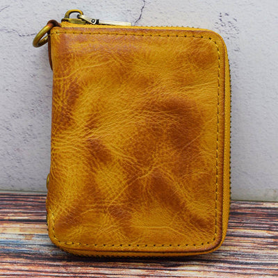 Retro Genuine Leather Zip Around Wallet for Women Men