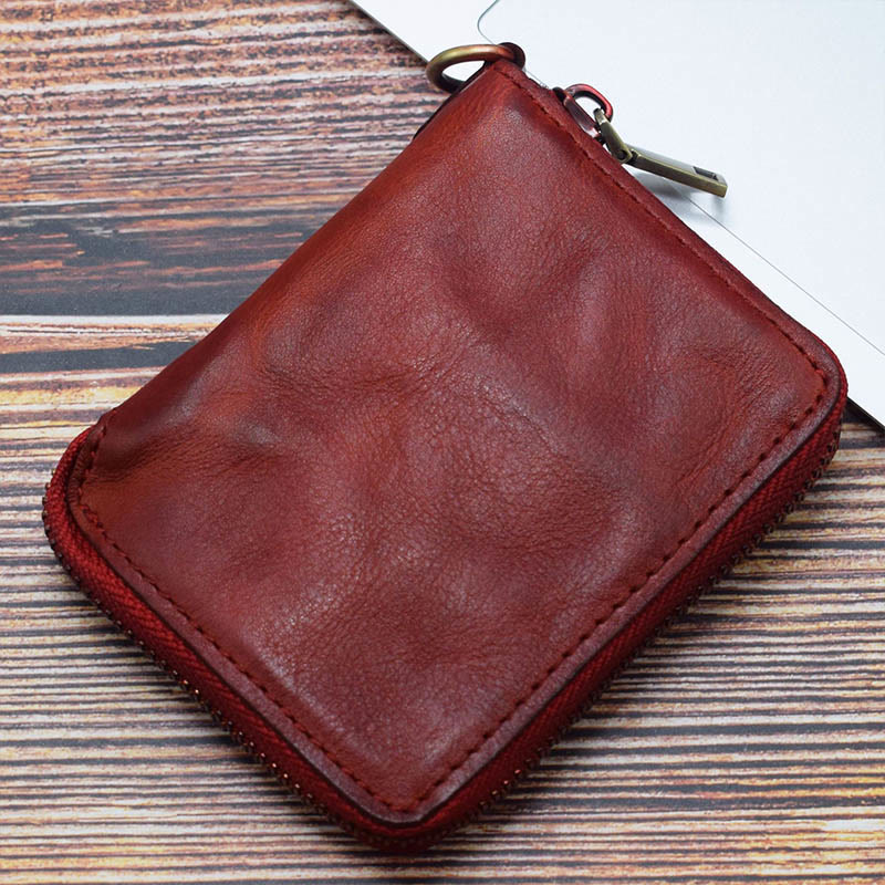 Retro Genuine Leather Zip Around Wallet for Women Men