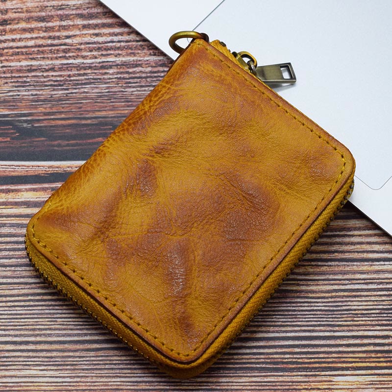 Retro Genuine Leather Zip Around Wallet for Women Men