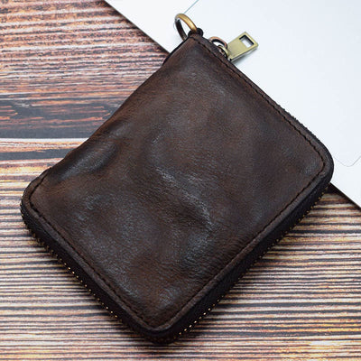 Retro Genuine Leather Zip Around Wallet for Women Men