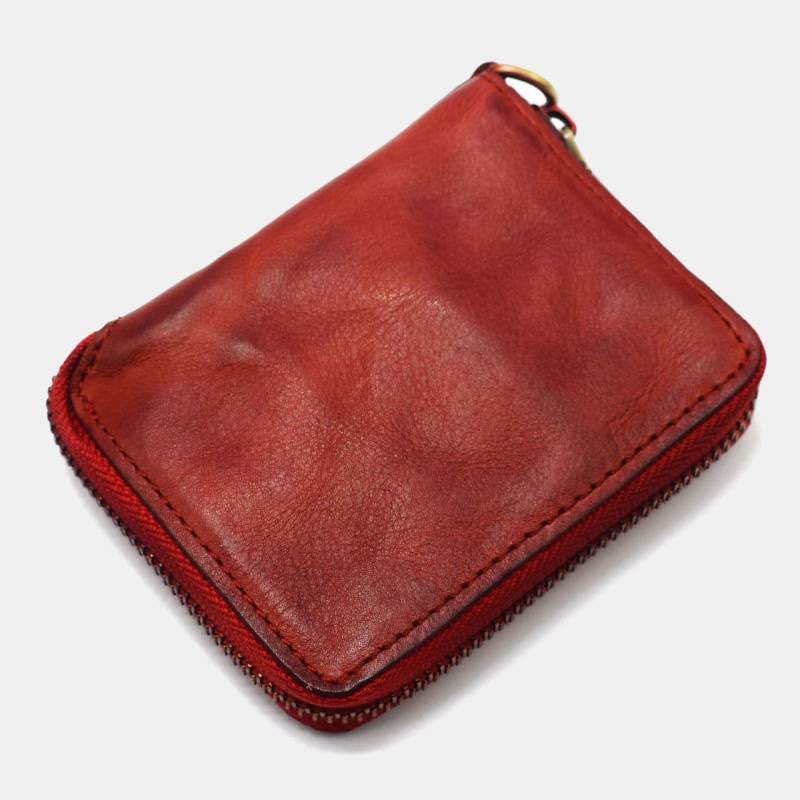 Retro Genuine Leather Zip Around Wallet for Women Men