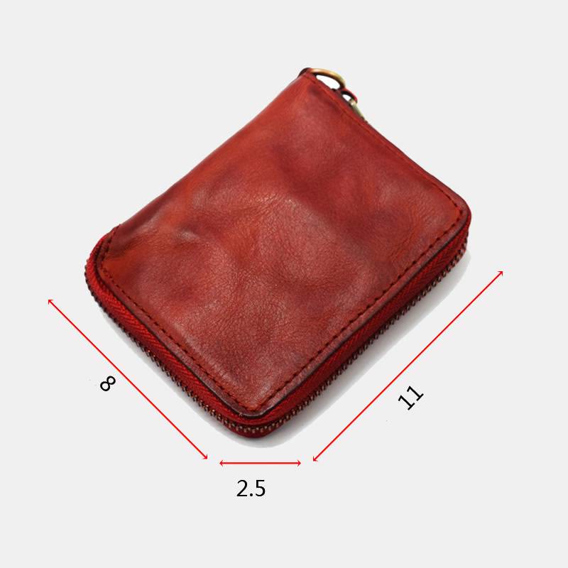 Retro Genuine Leather Zip Around Wallet for Women Men