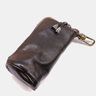 Retro Mini Genuine Leather Wallet Zip Coin Purse Small Storage Bag