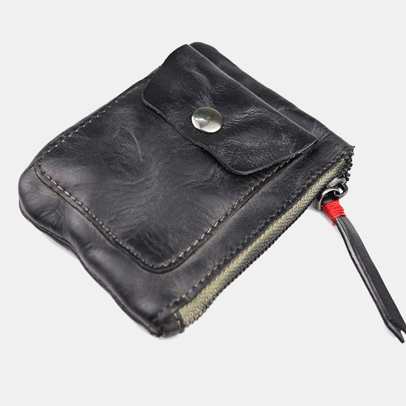 Retro Real Leather Coin Purse for Women Men Mini Wallet