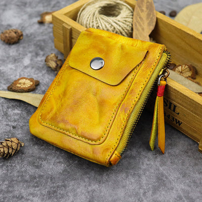 Retro Real Leather Coin Purse for Women Men Mini Wallet