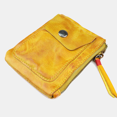 Retro Real Leather Coin Purse for Women Men Mini Wallet