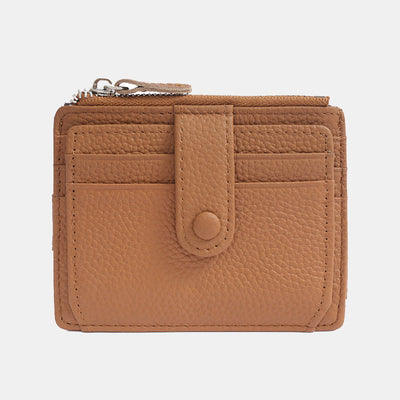 Genuine Leather Multi-Slot Mini Card Holder Wallet with Zip Coin Purse