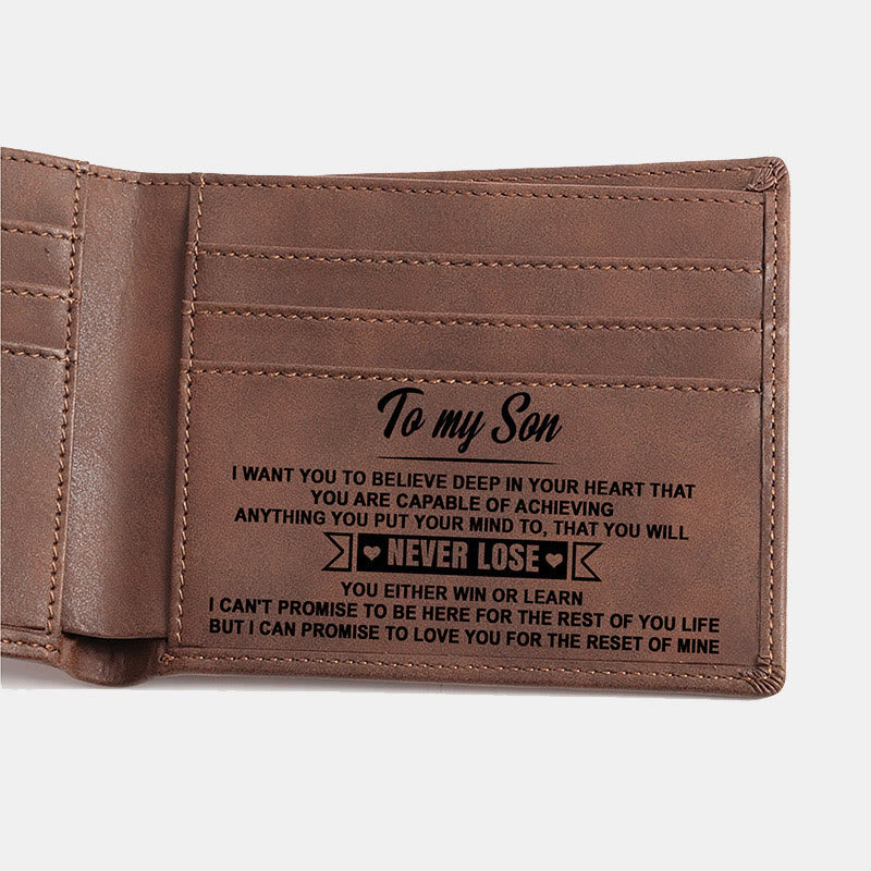 Engraved Vegan Leather Bifold Wallet Best Gift for Men Son Husband Grandson