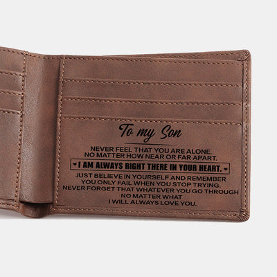 Engraved Vegan Leather Bifold Wallet Best Gift for Men Son Husband Grandson