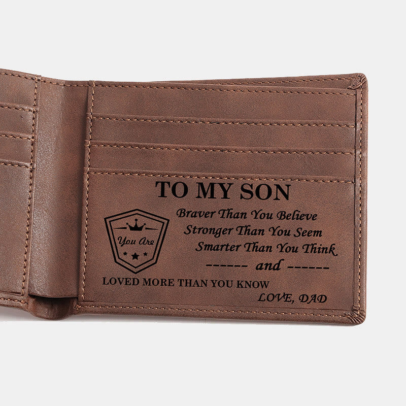 Engraved Vegan Leather Bifold Wallet Best Gift for Men Son Husband Grandson