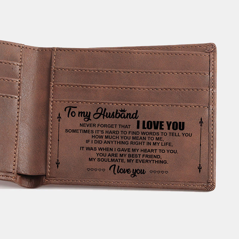 Engraved Vegan Leather Bifold Wallet Best Gift for Men Son Husband Grandson