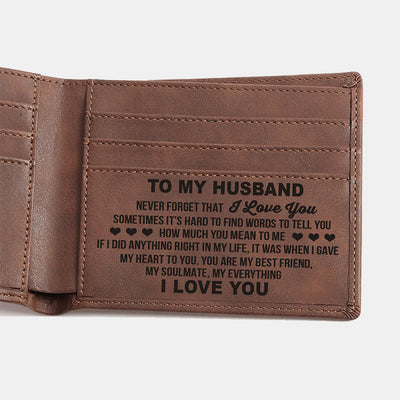 Engraved Vegan Leather Bifold Wallet Best Gift for Men Son Husband Grandson