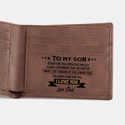 Engraved Vegan Leather Bifold Wallet Best Gift for Men Son Husband Grandson