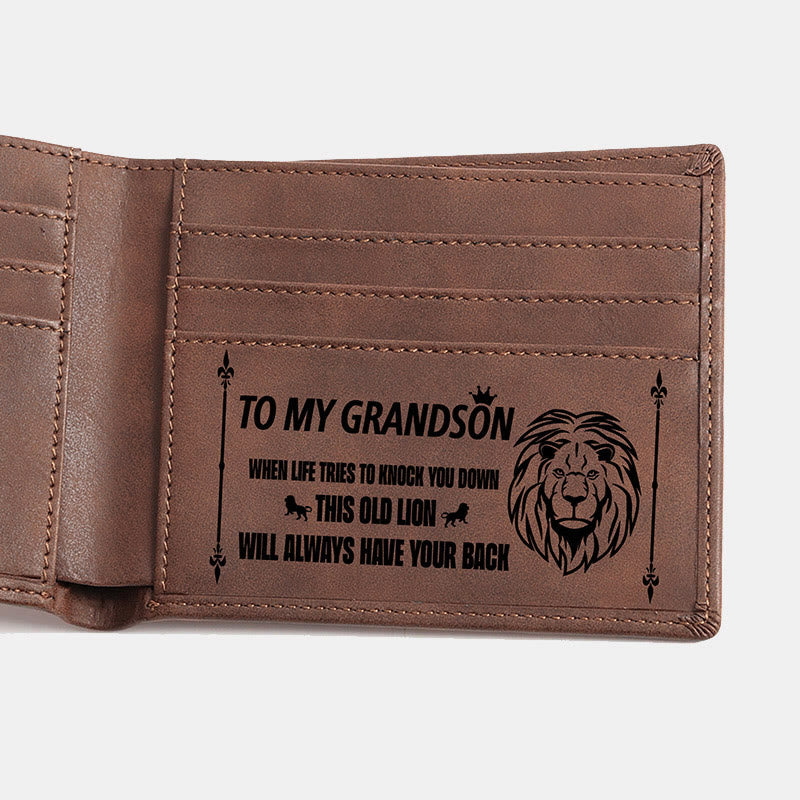 Engraved Vegan Leather Bifold Wallet Best Gift for Men Son Husband Grandson