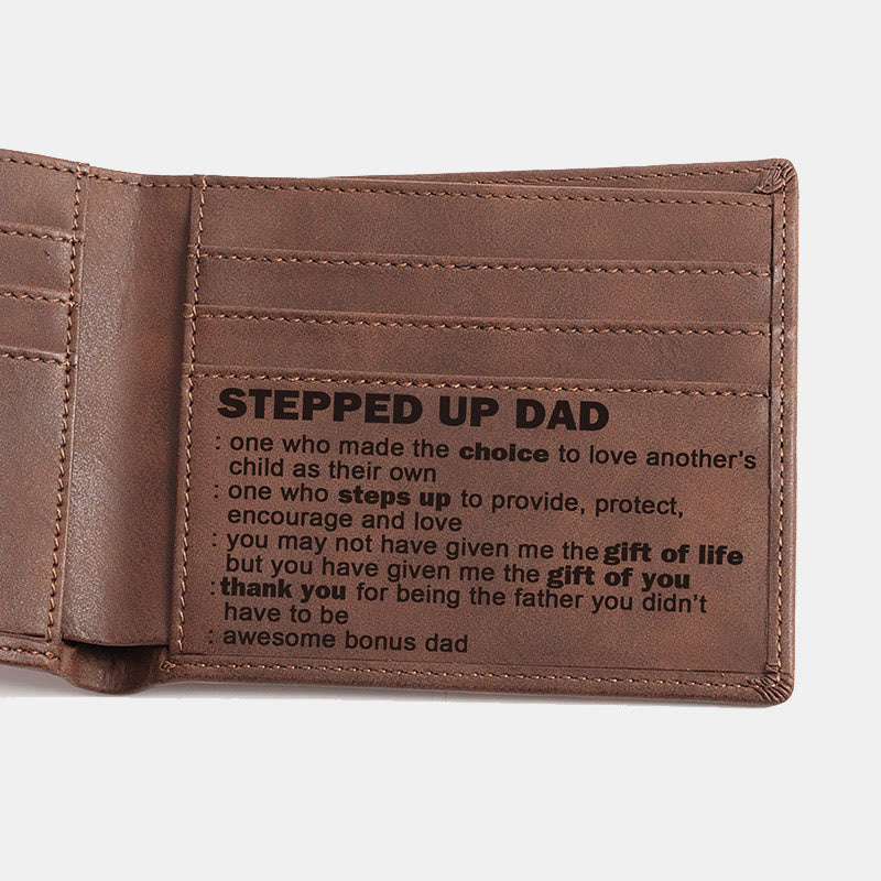 Engraved Vegan Leather Bifold Wallet Best Gift for Men Son Husband Grandson