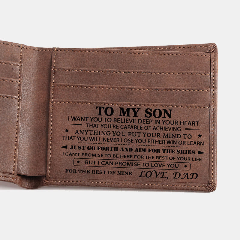 Engraved Vegan Leather Bifold Wallet Best Gift for Men Son Husband Grandson