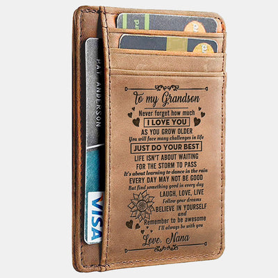 Minimalist Engraved Card Holder Wallet To Grandson From Grandparents