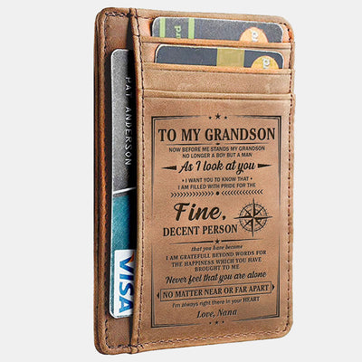 Minimalist Engraved Card Holder Wallet To Grandson From Grandparents