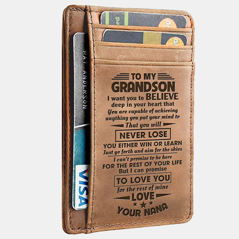 Minimalist Engraved Card Holder Wallet To Grandson From Grandparents