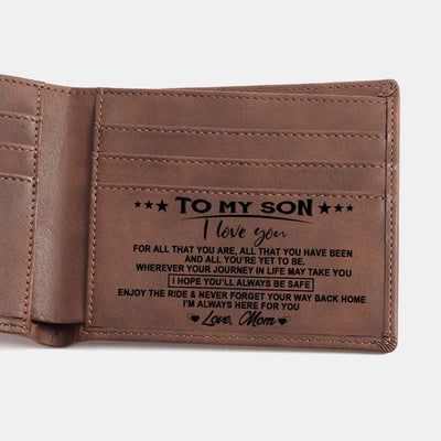 Engraved Vegan Leather Bifold Wallet Best Gift for Men Son Husband Grandson