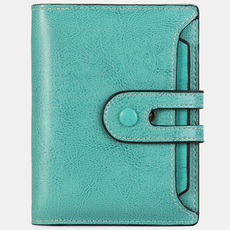 Women's Genuine Leather Bifold RFID Blocking Compact Wallet