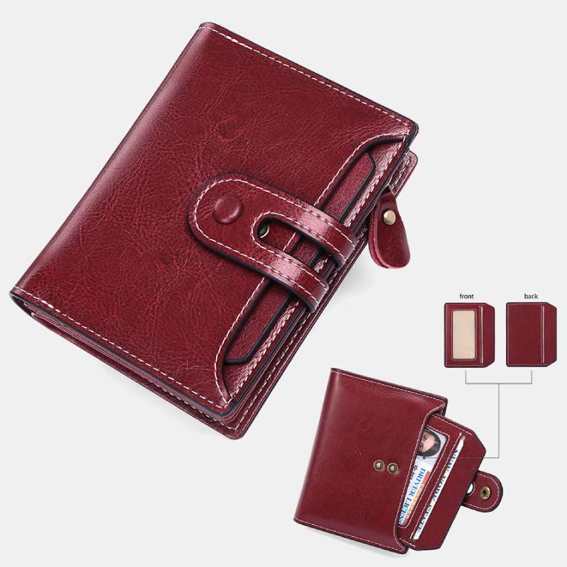 Women's Genuine Leather Bifold RFID Blocking Compact Wallet