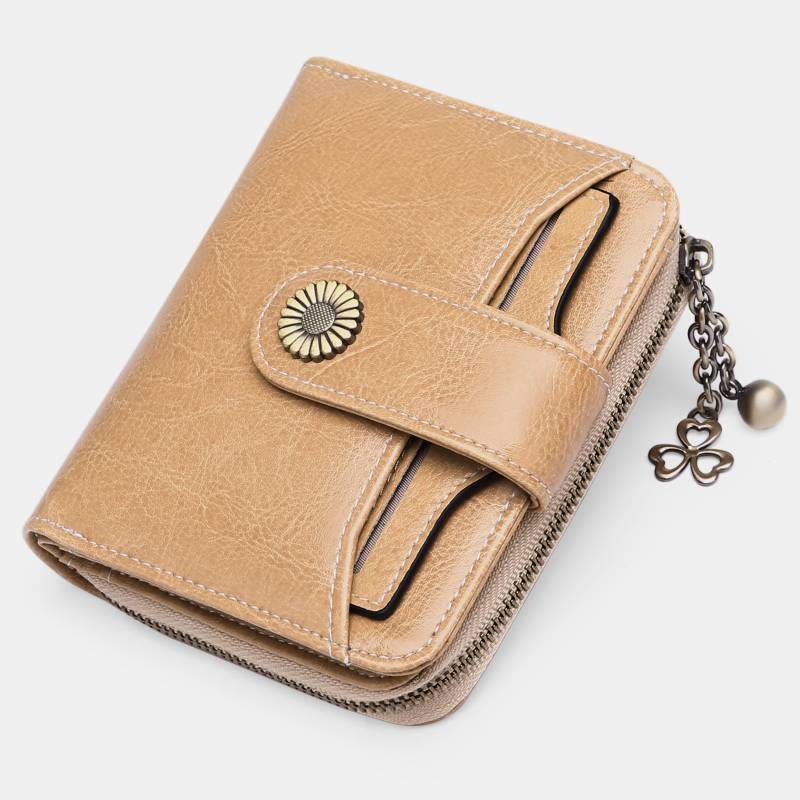 RFID Blocking Compact Bifold Leather Wallet with Detachable Card Holder