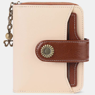 RFID Blocking Compact Bifold Leather Wallet with Detachable Card Holder