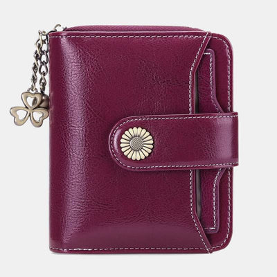 RFID Blocking Compact Bifold Leather Wallet with Detachable Card Holder