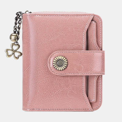 RFID Blocking Compact Bifold Leather Wallet with Detachable Card Holder