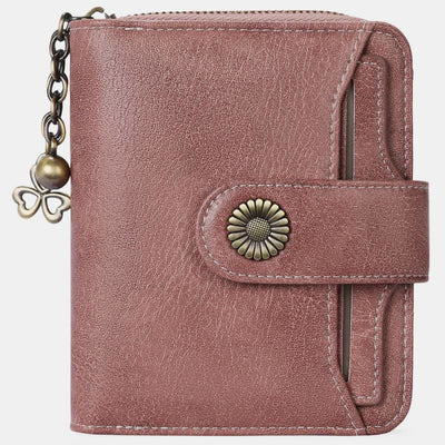 RFID Blocking Compact Bifold Leather Wallet with Detachable Card Holder