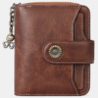 RFID Blocking Compact Bifold Leather Wallet with Detachable Card Holder