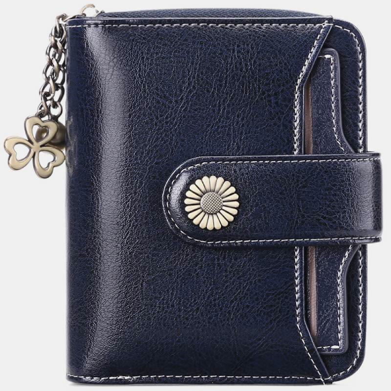 RFID Blocking Compact Bifold Leather Wallet with Detachable Card Holder